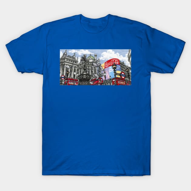 Piccadilly Circus T-Shirt by maxwellillustration